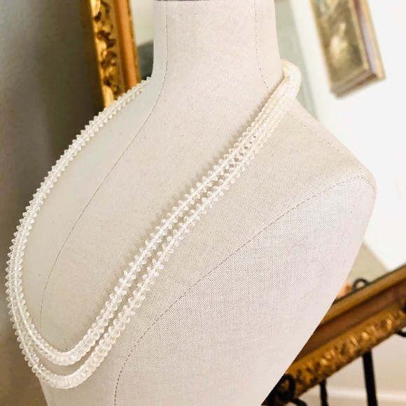 Vintage Deco Clear Crystal Necklace & Rhinestone Flower Brooch - Picture 5 of 10